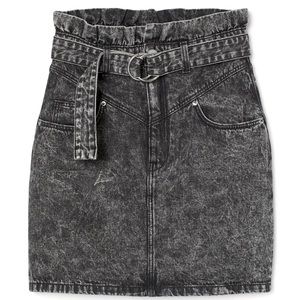 NWT H&M Divided Acid Wash High Waisted Paper Bag Denim Skirt with Ring Belt 6 🤩